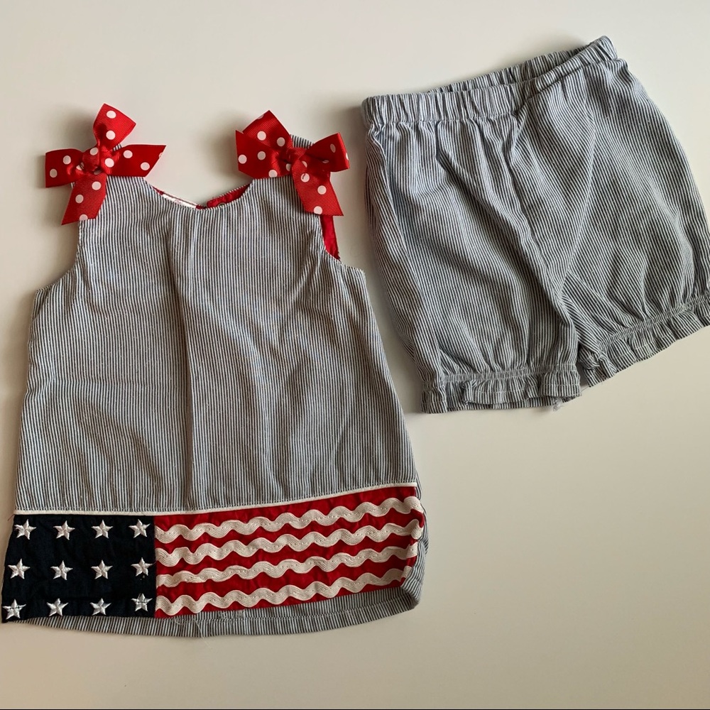 Baby Girl Patriotic Dress and Bloomers Set